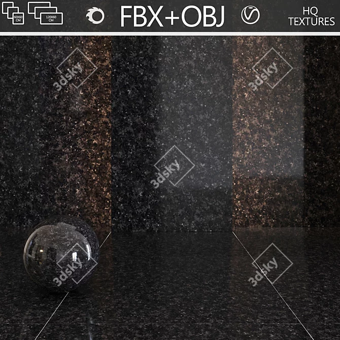 Elegant Black Marble Finishes 3D model image 1