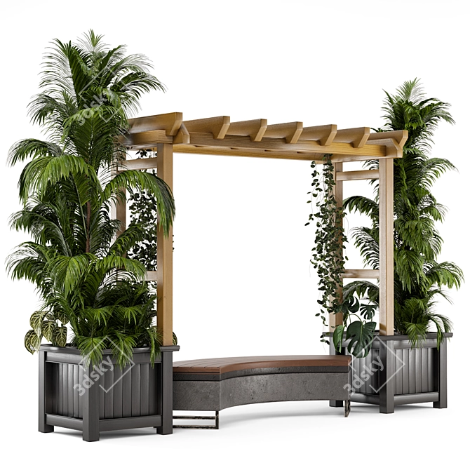 Lush Outdoor Plants on Pergola 3D model image 1