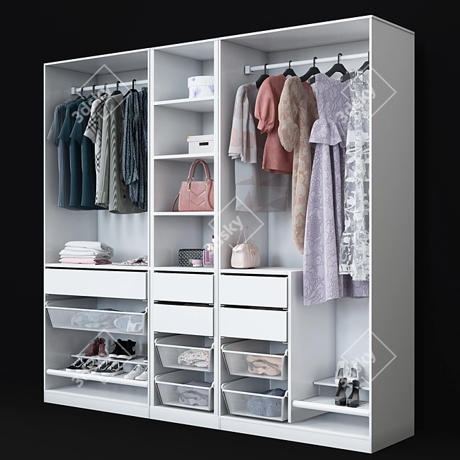 Ikea Pax Wardrobe: Stylish and Versatile 3D model image 3