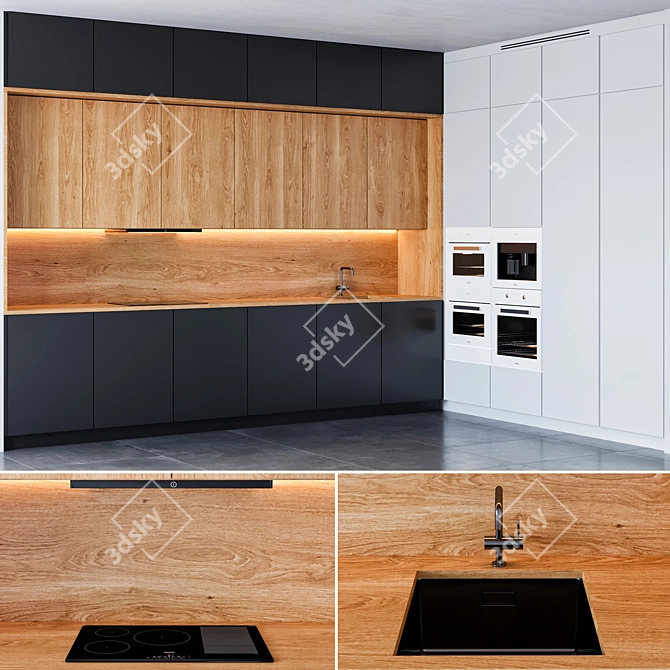 Modern Kitchen22: Spacious, Stylish & Functional 3D model image 1