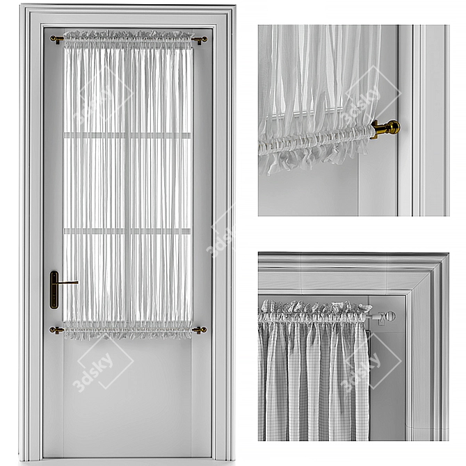 Modern Entry Door with Curtain 3D model image 1