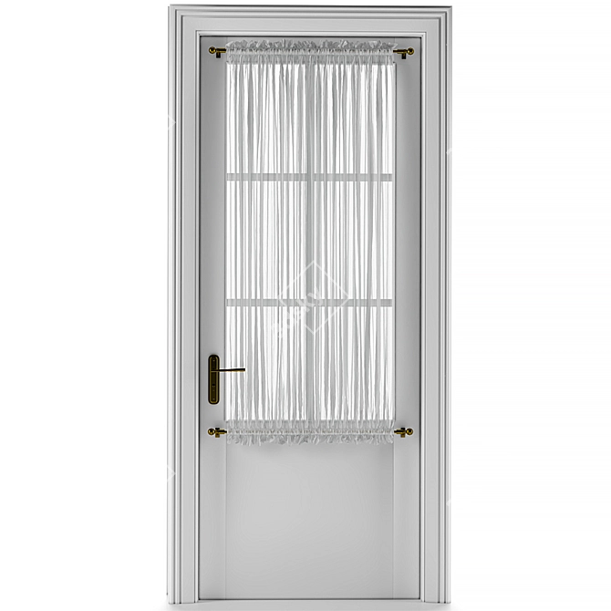 Modern Entry Door with Curtain 3D model image 2