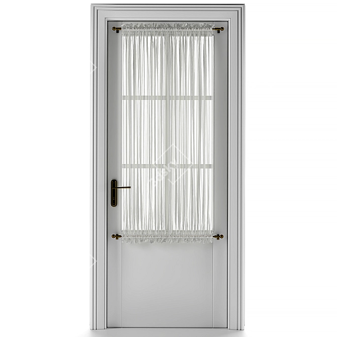 Modern Entry Door with Curtain 3D model image 5