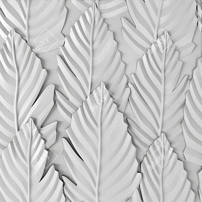 Elegant Feather Panel 3D model image 4