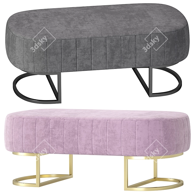 Modern Velvet Bench - Stylish and Comfortable 3D model image 5