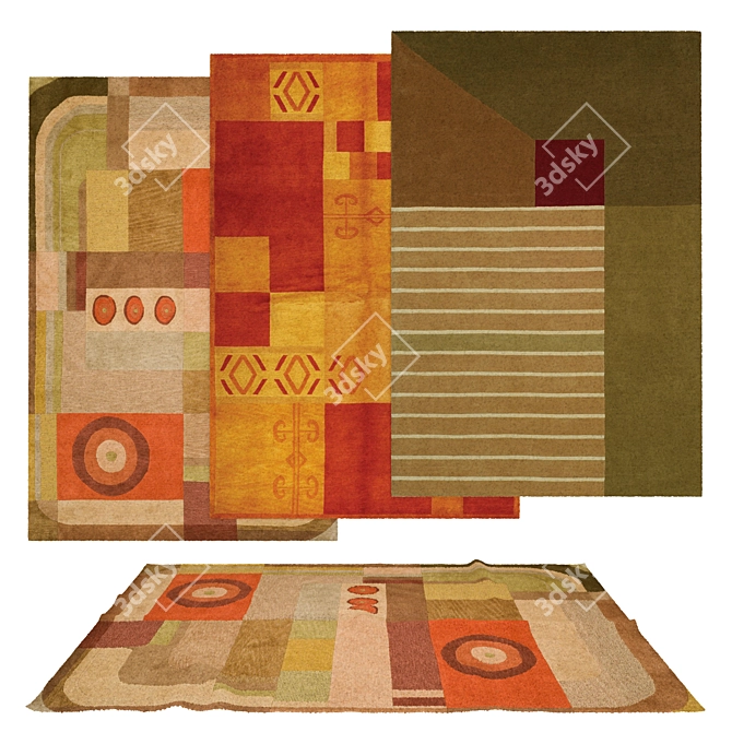 Versatile 6-Piece Rug Set 3D model image 1