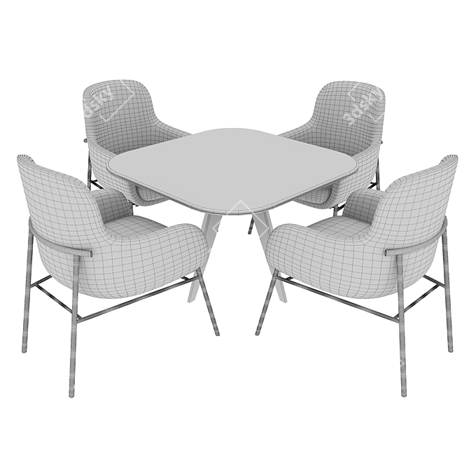 Corona Redner5: Modern Dining Set 3D model image 4