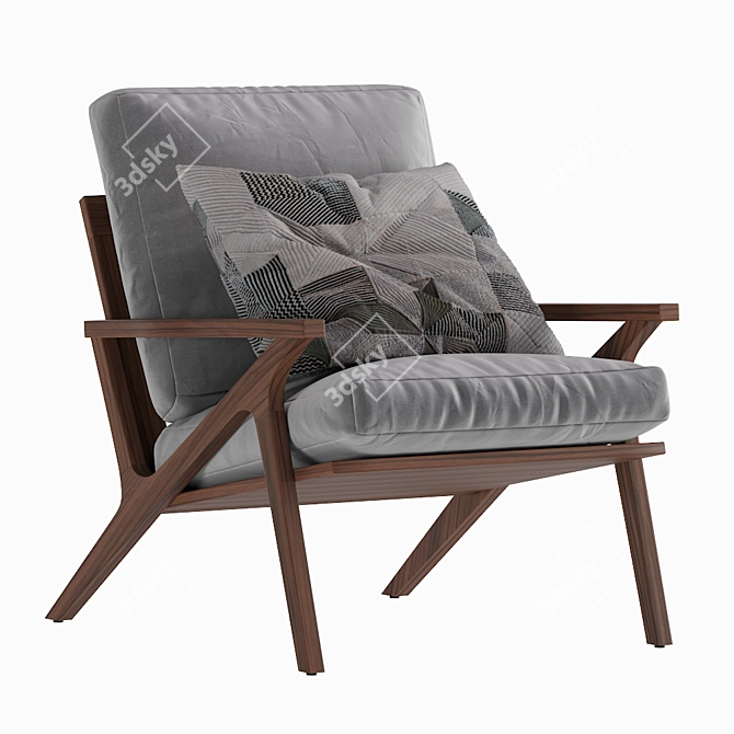 Elegant Cavett Tufted Chair 3D model image 5