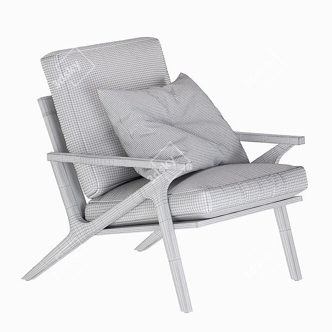 Elegant Cavett Tufted Chair 3D model image 6