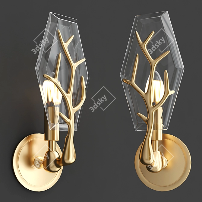 Title: Antler Crystal Wall Lamp 3D model image 1