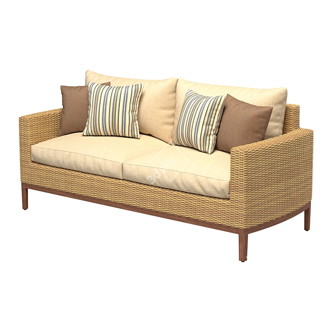 Sunbrella Rattan Outdoor Sofa 3D model image 1