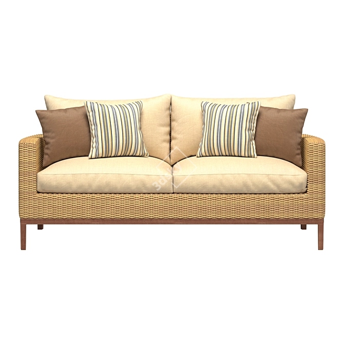 Sunbrella Rattan Outdoor Sofa 3D model image 2