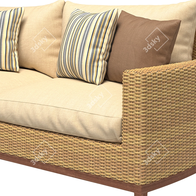 Sunbrella Rattan Outdoor Sofa 3D model image 4