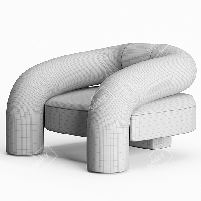 KOSA Lounge: Minimalist Alpaca Chair 3D model image 2