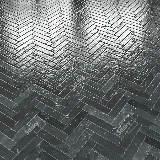 Slate Tile Patterns: Herringbone & Running Bond 3D model image 10