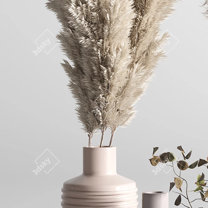 Concrete Pampas Bouquet Vase 3D model image 2