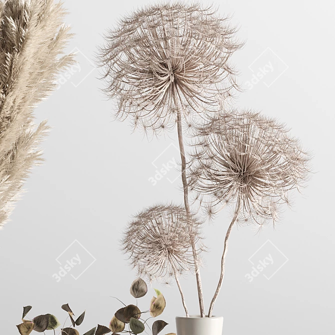 Concrete Pampas Bouquet Vase 3D model image 3