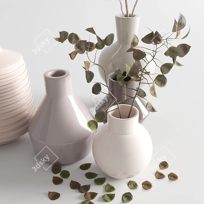 Concrete Pampas Bouquet Vase 3D model image 5