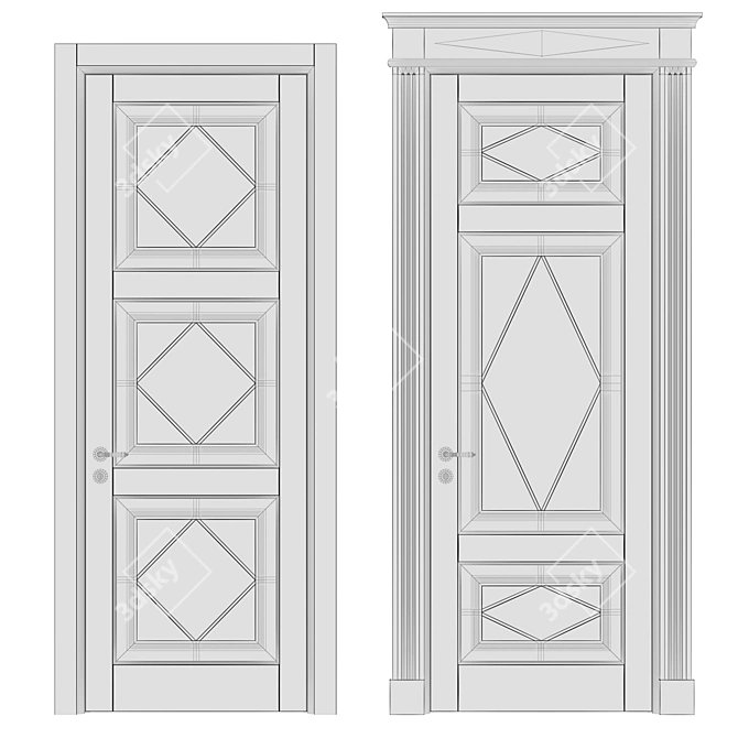 Elegant TOSCANA ROMBO Door Set 3D model image 2