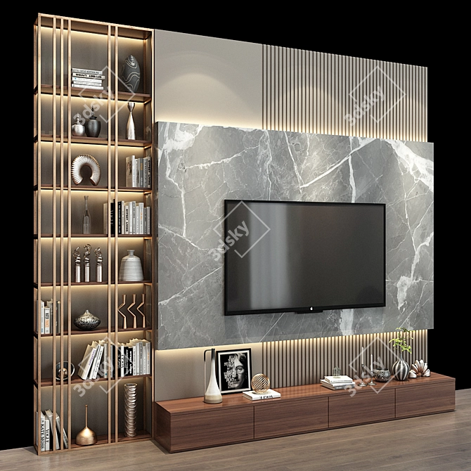 Sleek TV Stand 0354 3D model image 3