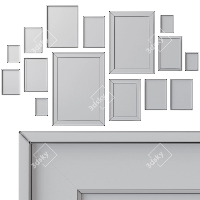 Versatile Set of 15 Photo Frames 3D model image 3