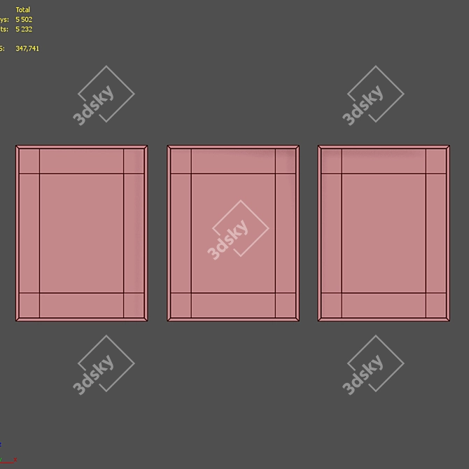 Modern Abstract 3-Piece Picture Frame Set 3D model image 7