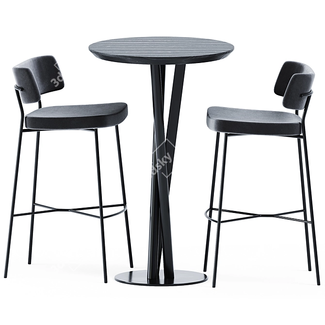 TrabA Niels Fast Food Table & Marlen Bar Chair 3D model image 2