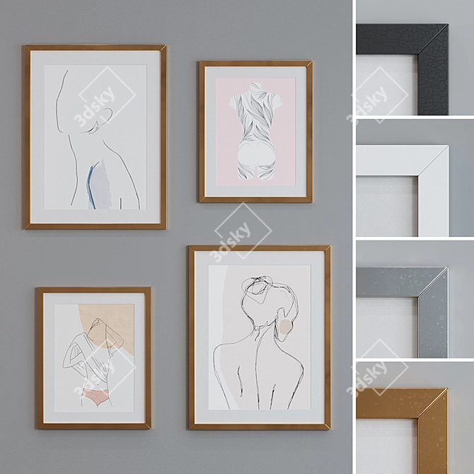 Modern Abstract Picture Frame Set 3D model image 1