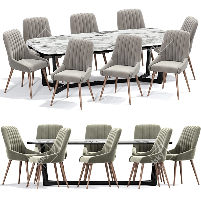 Elegant Tufted Dining Chair 3D model image 2