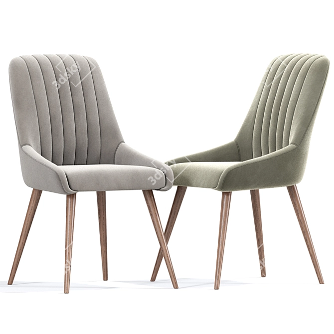 Elegant Tufted Dining Chair 3D model image 3