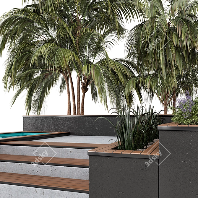 Backyard Oasis: Bush, Tree & Pool Set 3D model image 2