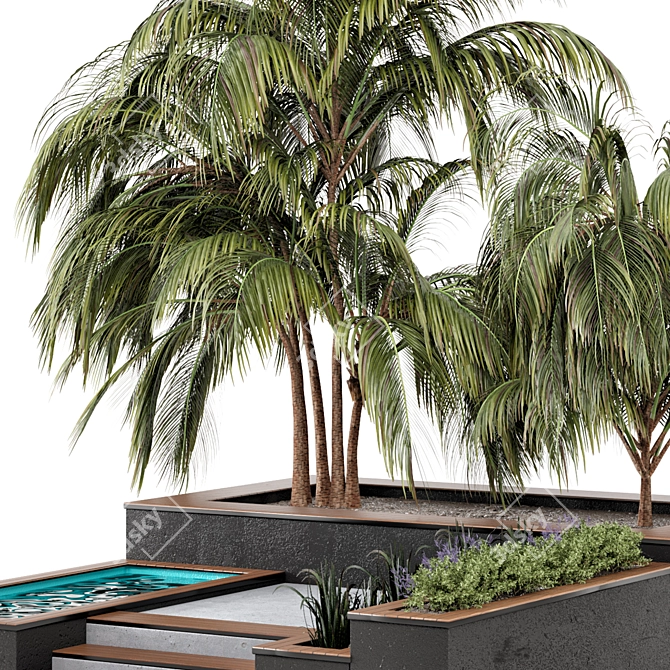 Backyard Oasis: Bush, Tree & Pool Set 3D model image 4