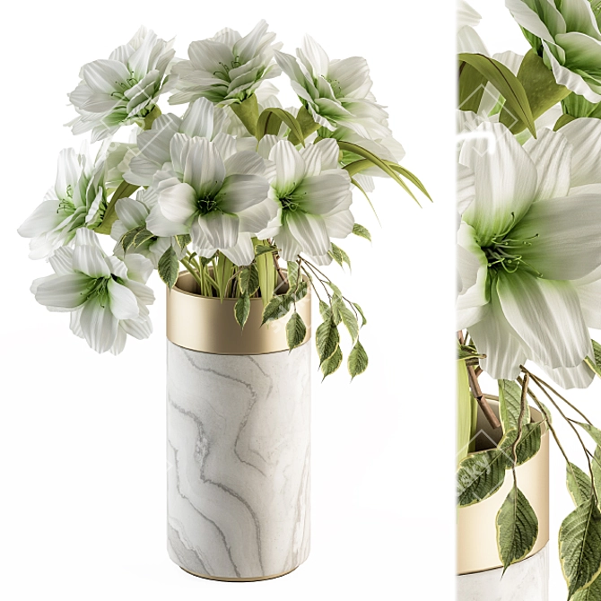 Elegant White Flower Bouquet 3D model image 1