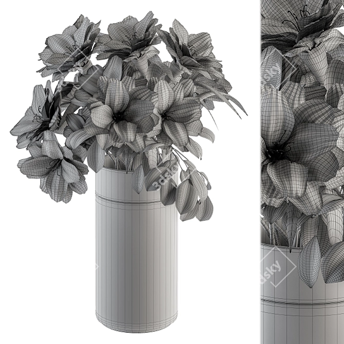 Elegant White Flower Bouquet 3D model image 4