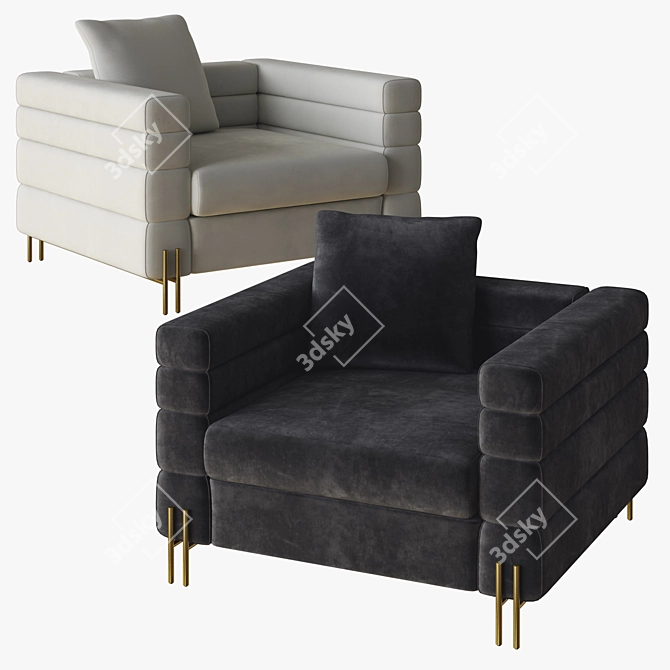 Elegant York Armchair by Eichholtz 3D model image 2