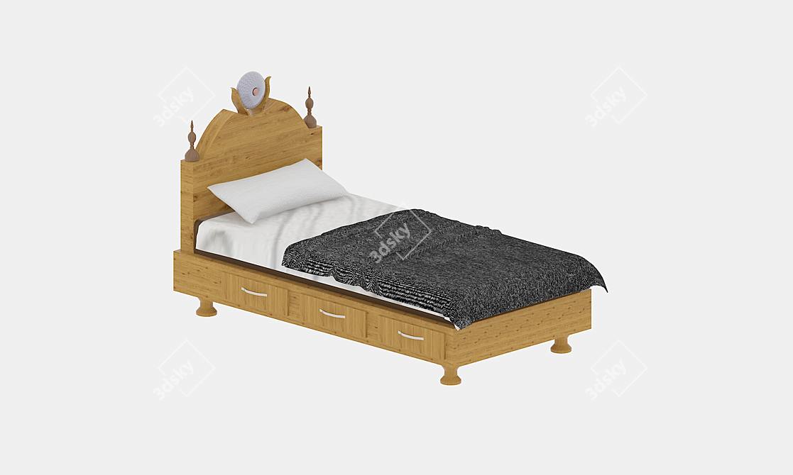 ComfyDream Twin Bed 3D model image 2