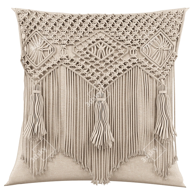 Boho Macrame Cushion 3D model image 3