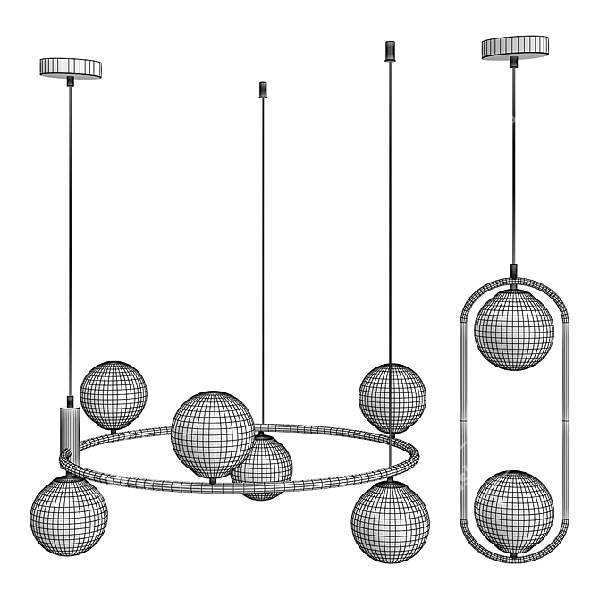 Elegant Ring Set Chandeliers 3D model image 2