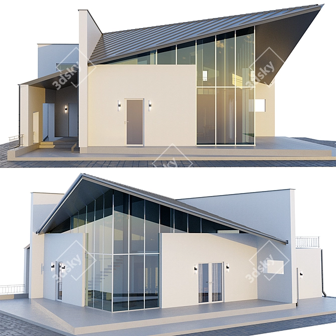 Modern Lakeview House 1300 3D model image 1