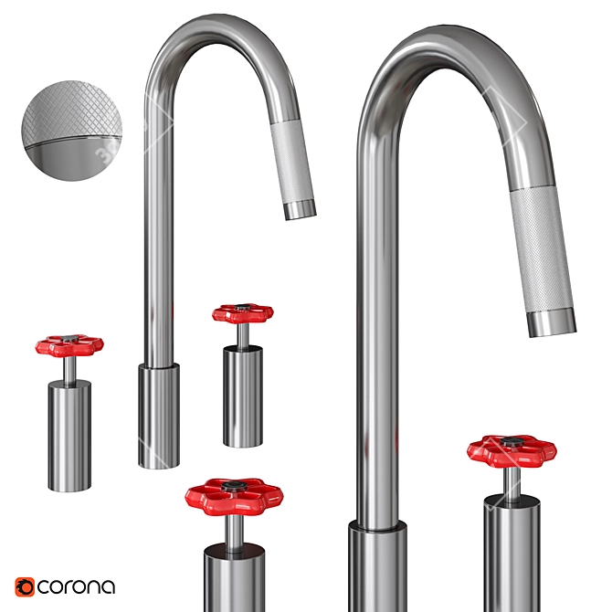 ACQUA Opulence | Red Metal Kitchen Faucet 3D model image 1