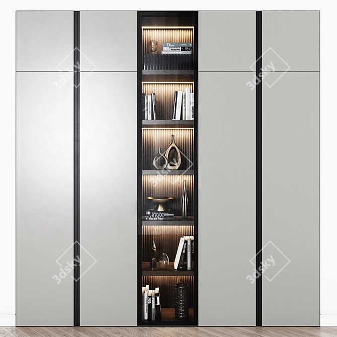 Modern Glass-front Wardrobe 3D model image 1