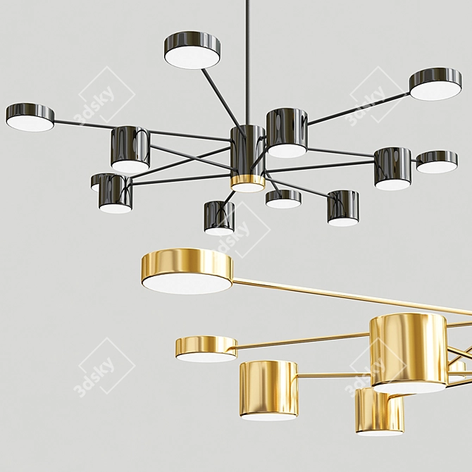 Modern 12-Light Sputnik Chandelier 3D model image 1