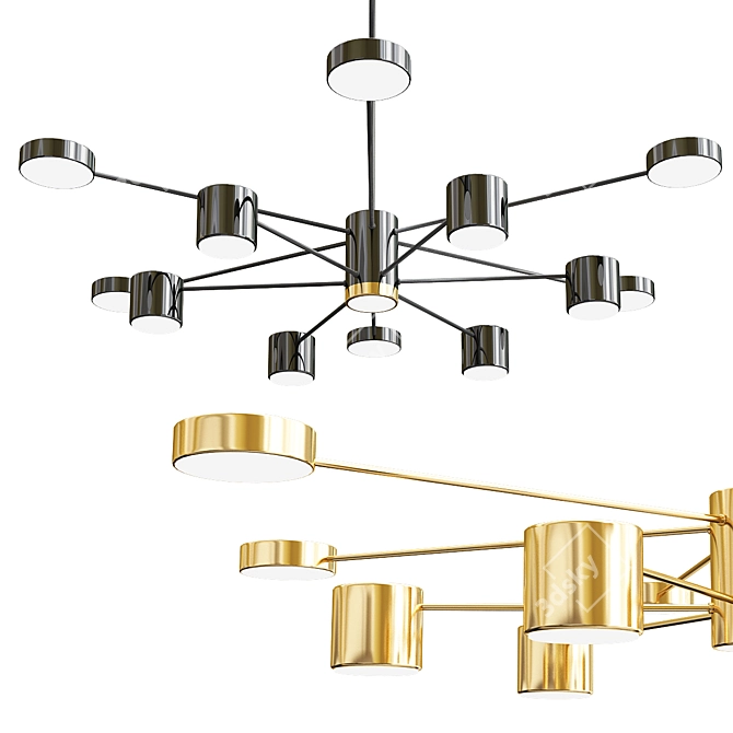 Modern 12-Light Sputnik Chandelier 3D model image 3