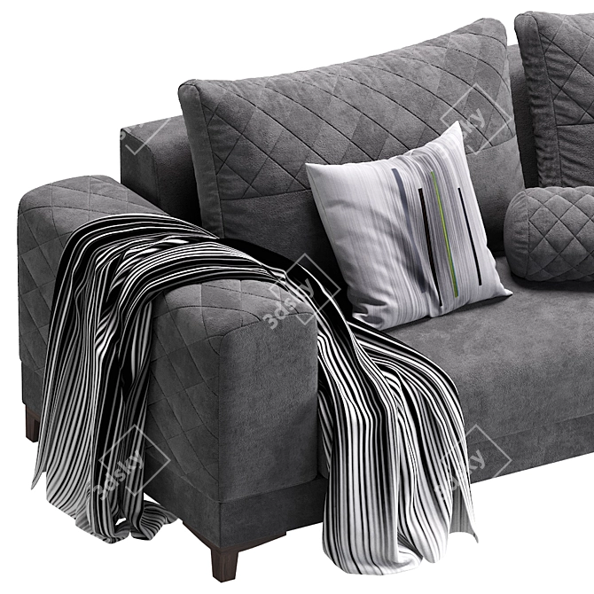 Modern Velvet Sofa 3D model image 2