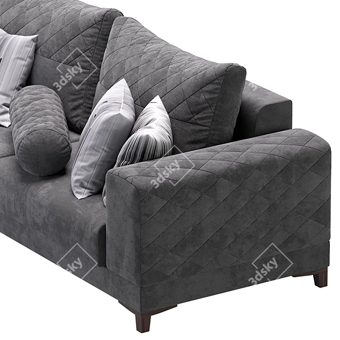 Modern Velvet Sofa 3D model image 4