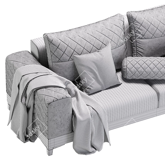 Modern Velvet Sofa 3D model image 6