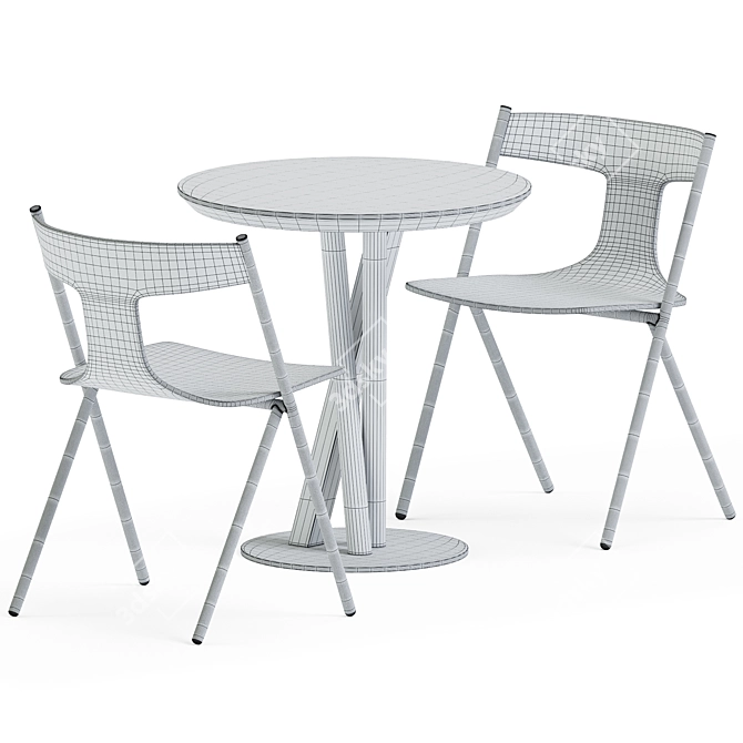 Modern Scandinavian Dining Set: Niels Table D70 & Wooden Chair Quadra 3D model image 3