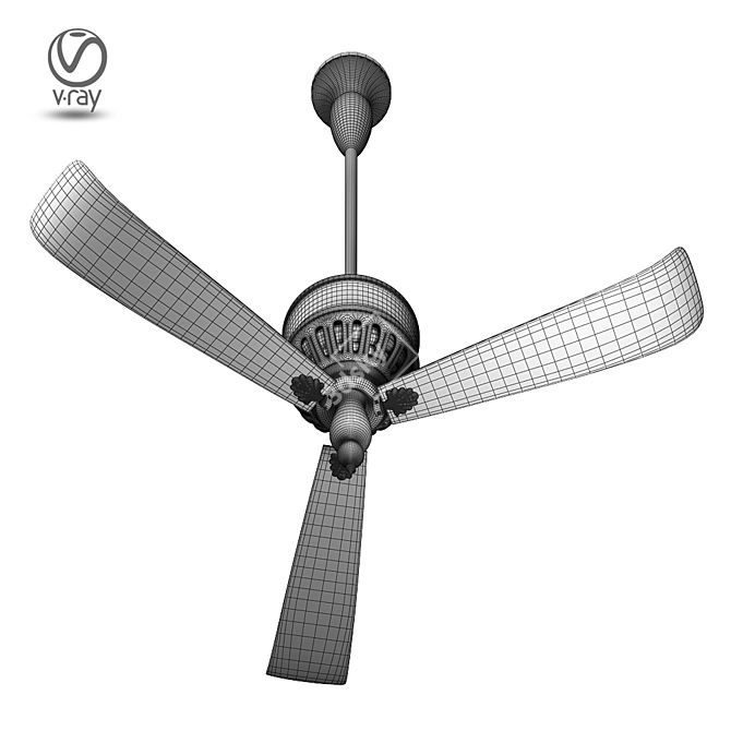 Modern Wood and Metal Ceiling Fan 3D model image 3