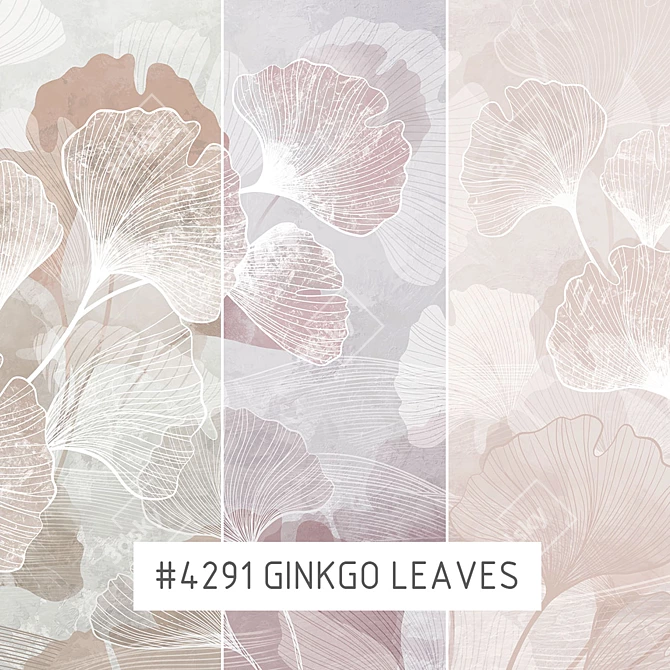 Ginkgo Leaves Eco Wallpaper: Customizable, Waterproof & Easy to Paste 3D model image 1