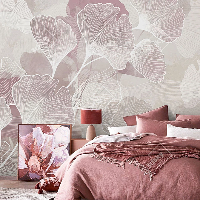 Ginkgo Leaves Eco Wallpaper: Customizable, Waterproof & Easy to Paste 3D model image 3